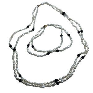 Elegant Cultured Pearl Double Strand 18" Necklace & Matching 7" Bracelet Set